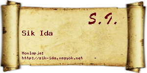 Sik Ida névjegykártya